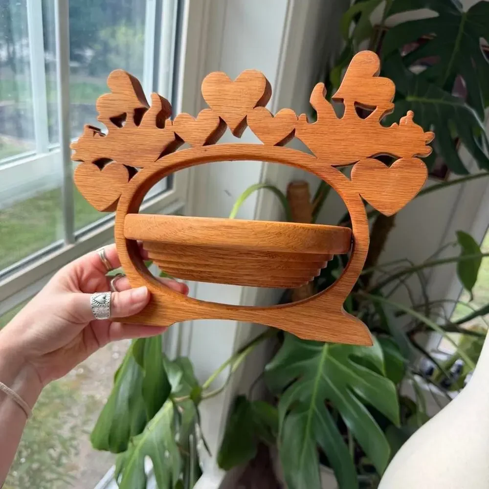 Vintage Wood Bear and Heart Trinket Dish/Wall Decor